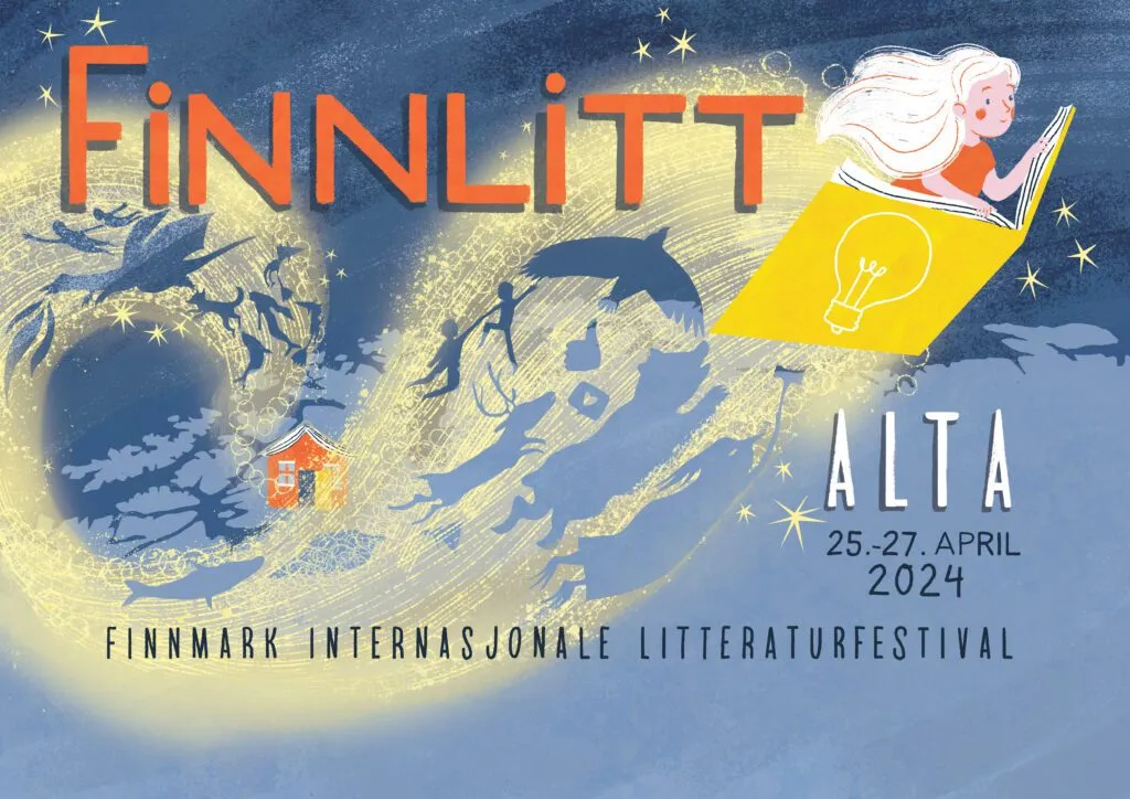 Offisiell festivalplakat for Finnlitt 2024, designet av Jenny Løvlie
